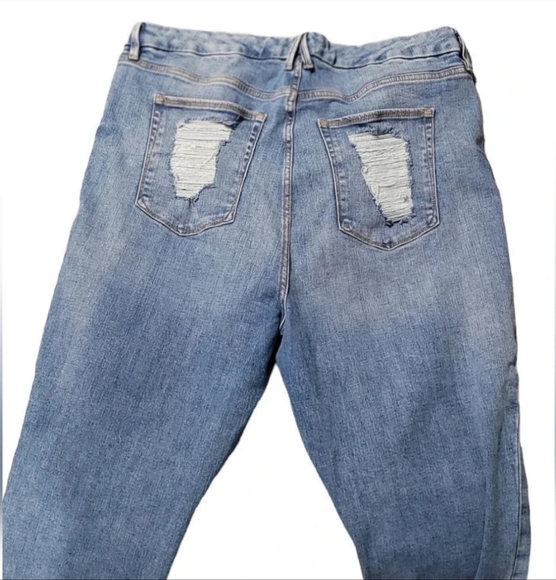 Good American Good Leg high rise indigo205 distressed pockets straight jeans - Picture 4 of 13